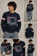 Maglia NFL New England Patriots Uomo L Blu Manica Lunga