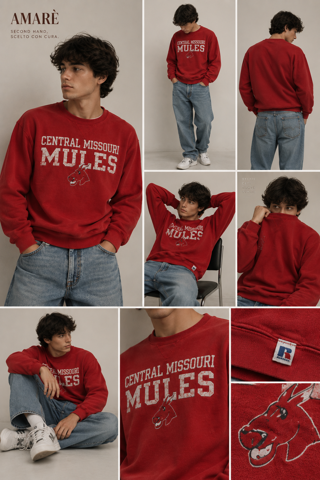 Felpa Russel Athletic Central Missouri Mules Uomo Taglia M