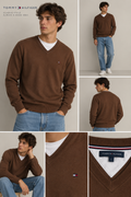 Maglione Tommy Hilfiger Uomo L marrone con scollo a v