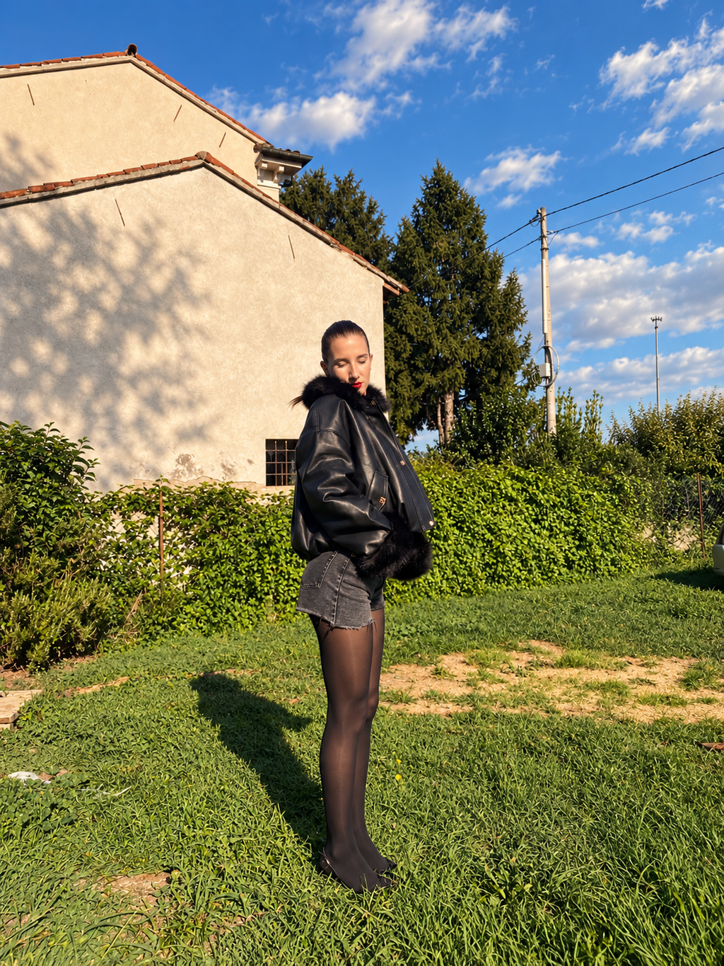 Giacca Nera con Pelliccia Sintetica M/L